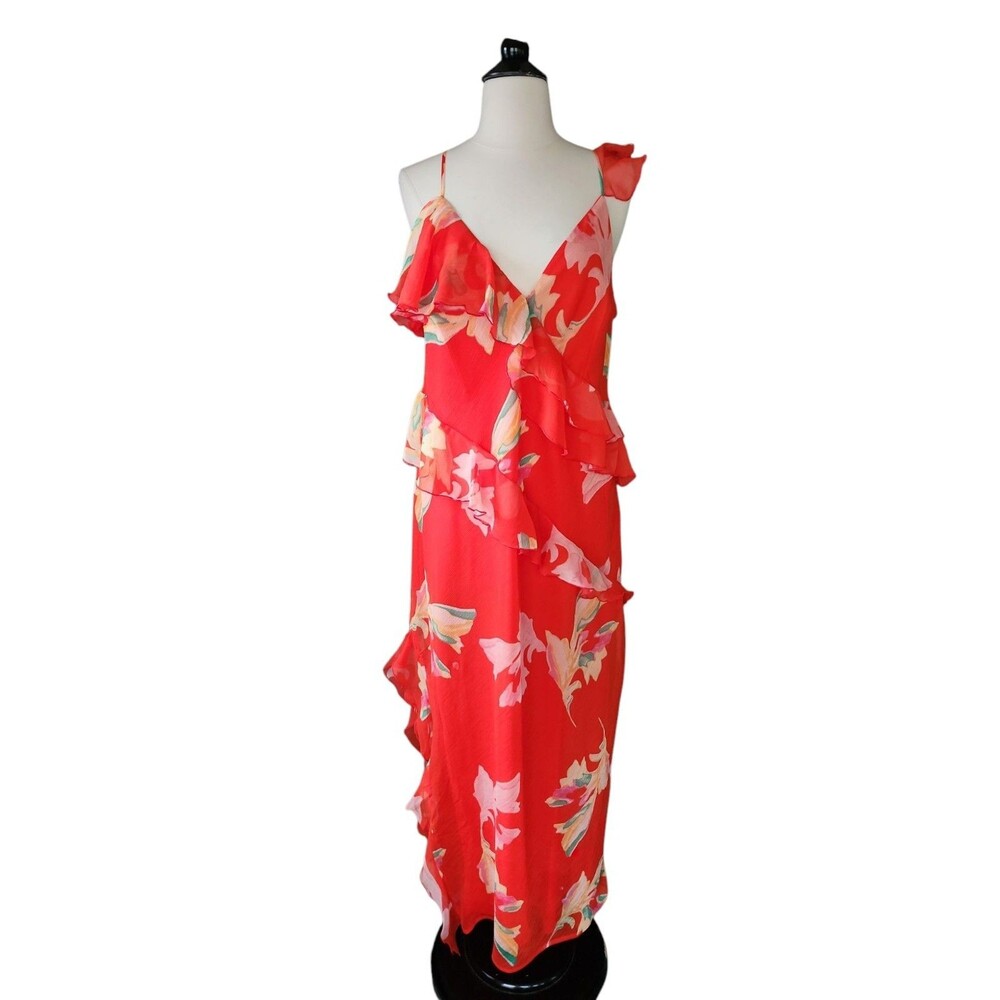Future Collective Target X Jenee Naylor Dress Womens Large Orange Floral Ruffle